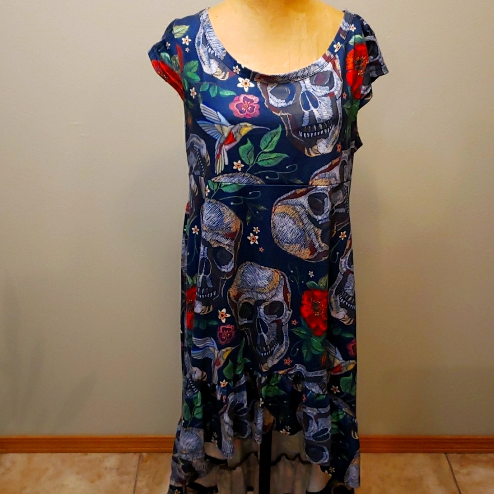 Women's Skull Short sleeve midi/maxi dress